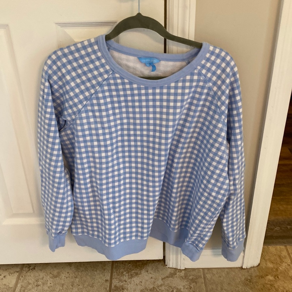 Draper James light blue gingham sweatshirt